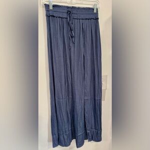 Hem & Thread Navy Blue Maxi Skirt with Drawstring Waist